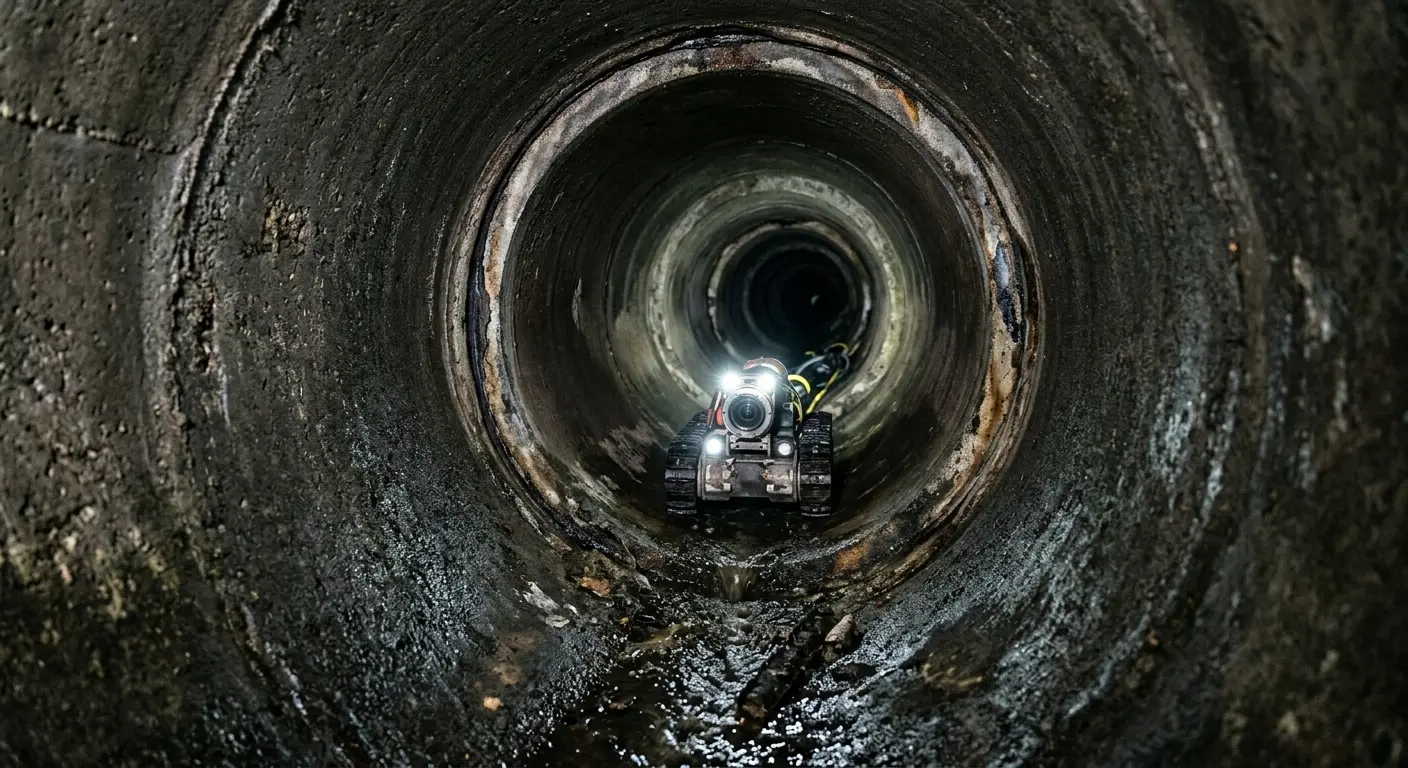Robotic sewer camera inspecting pipe interior for Sewer Line Cleaning in Jacksonville
